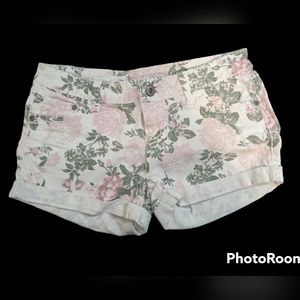 Women's Blue Asphalt White/Pink/Green Floral Distressed Jean Shorts - Size 9